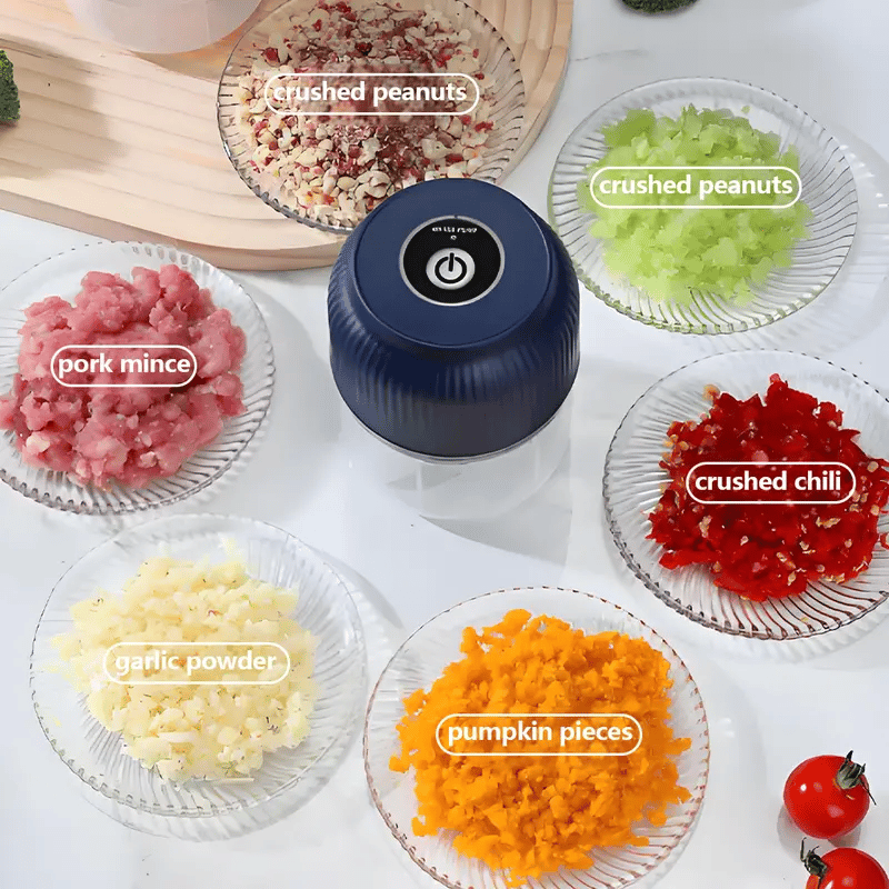 Wireless Multifunctional Mini Electric Garlic Chopper — One-touch operation, rechargeable; perfect for processing onions, herbs, or baby food ⚡