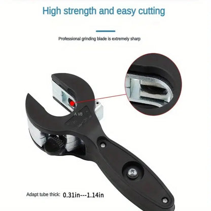 Ratchet-style pipe cutter—a one-handed, quick pipe-cutting tool