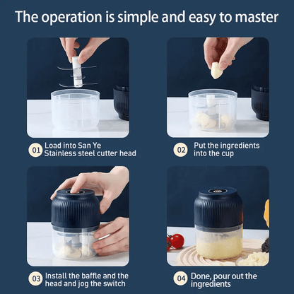 Wireless Multifunctional Mini Electric Garlic Chopper — One-touch operation, rechargeable; perfect for processing onions, herbs, or baby food ⚡