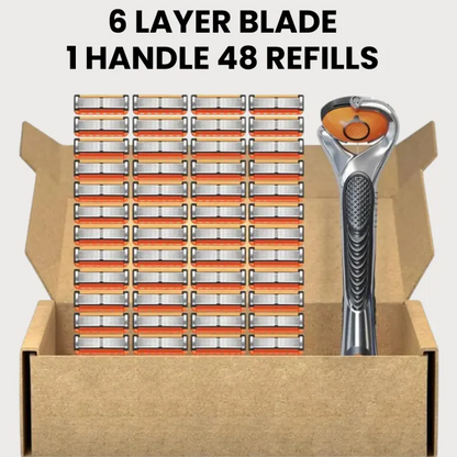 6-Layer Men's Razor Set | 1 Handle & 48 Refills