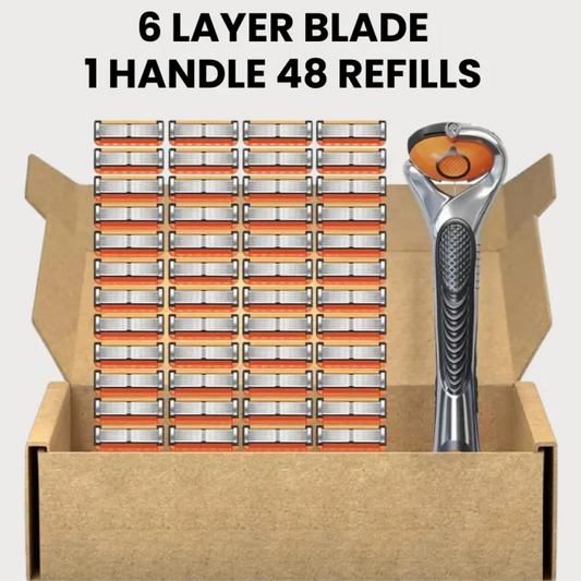 6-Layer Men's Razor Set | 1 Handle & 48 Refills