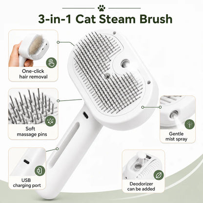 3-in-1 Cat Dog Steam Brush | Mist Grooming & Pet Hair Remover FurClean Pro™