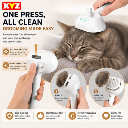 3-in-1 Cat Dog Steam Brush | Mist Grooming & Pet Hair Remover FurClean Pro™