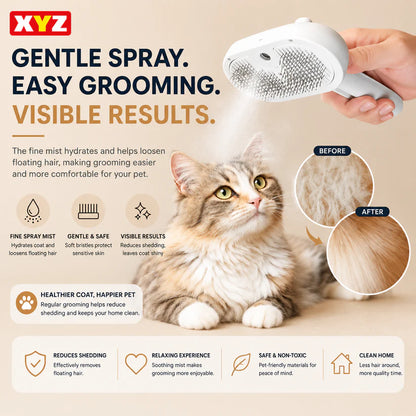 3-in-1 Cat Dog Steam Brush | Mist Grooming & Pet Hair Remover FurClean Pro™