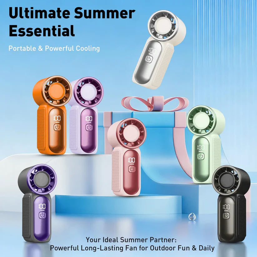 Mini Handheld Fan with LED Display – Women's 6-Speed Portable Turbo Pocket Fan