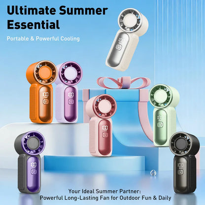 Mini Handheld Fan with LED Display – Women's 6-Speed Portable Turbo Pocket Fan