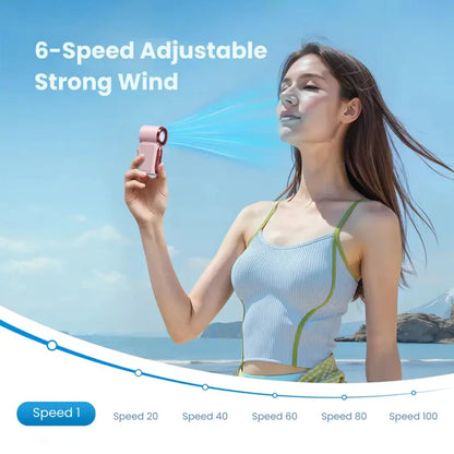 Mini Handheld Fan with LED Display – Women's 6-Speed Portable Turbo Pocket Fan