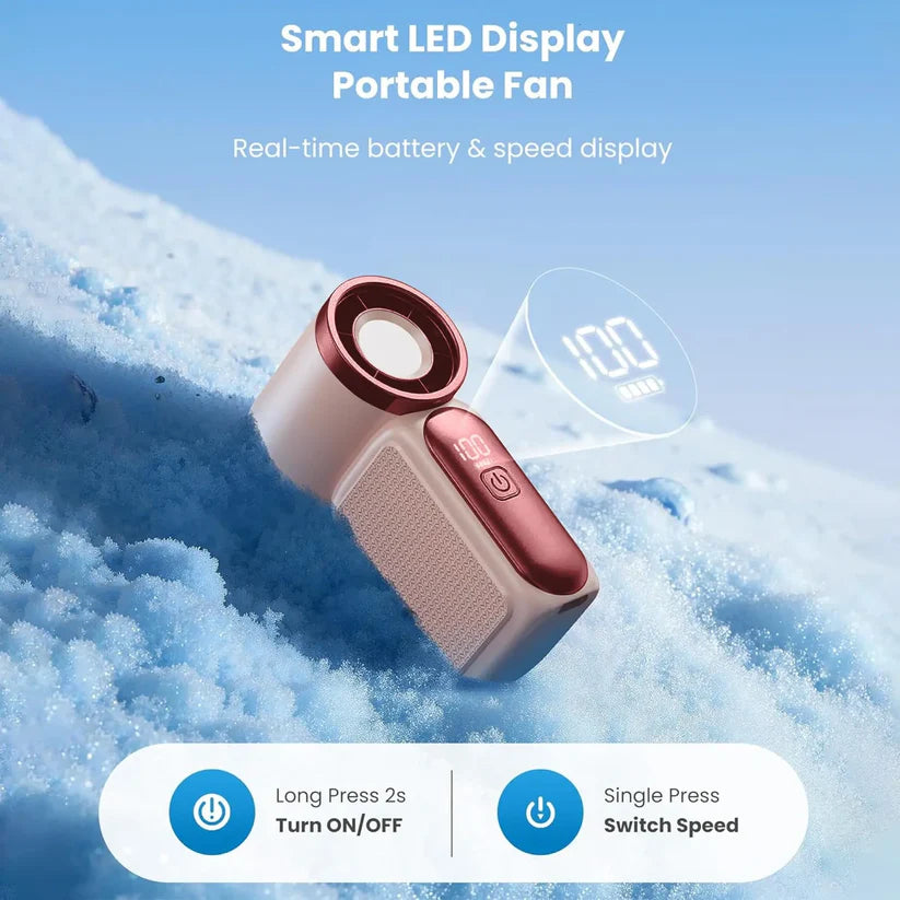 Mini Handheld Fan with LED Display – Women's 6-Speed Portable Turbo Pocket Fan