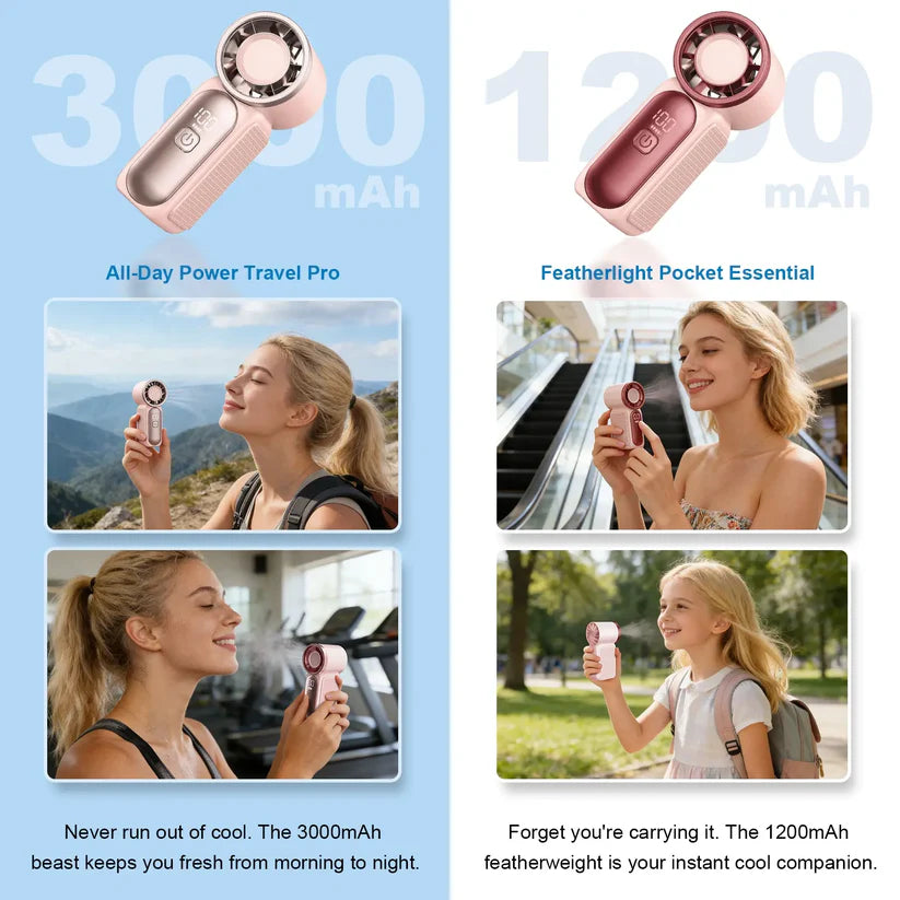 Mini Handheld Fan with LED Display – Women's 6-Speed Portable Turbo Pocket Fan