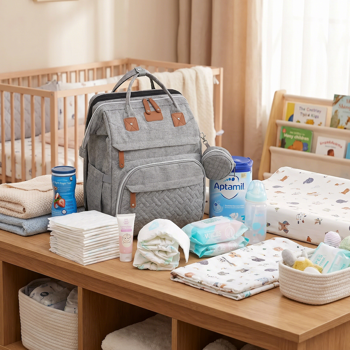 Multifunctional, Large-Capacity Diaper Backpack with Foldable Bed