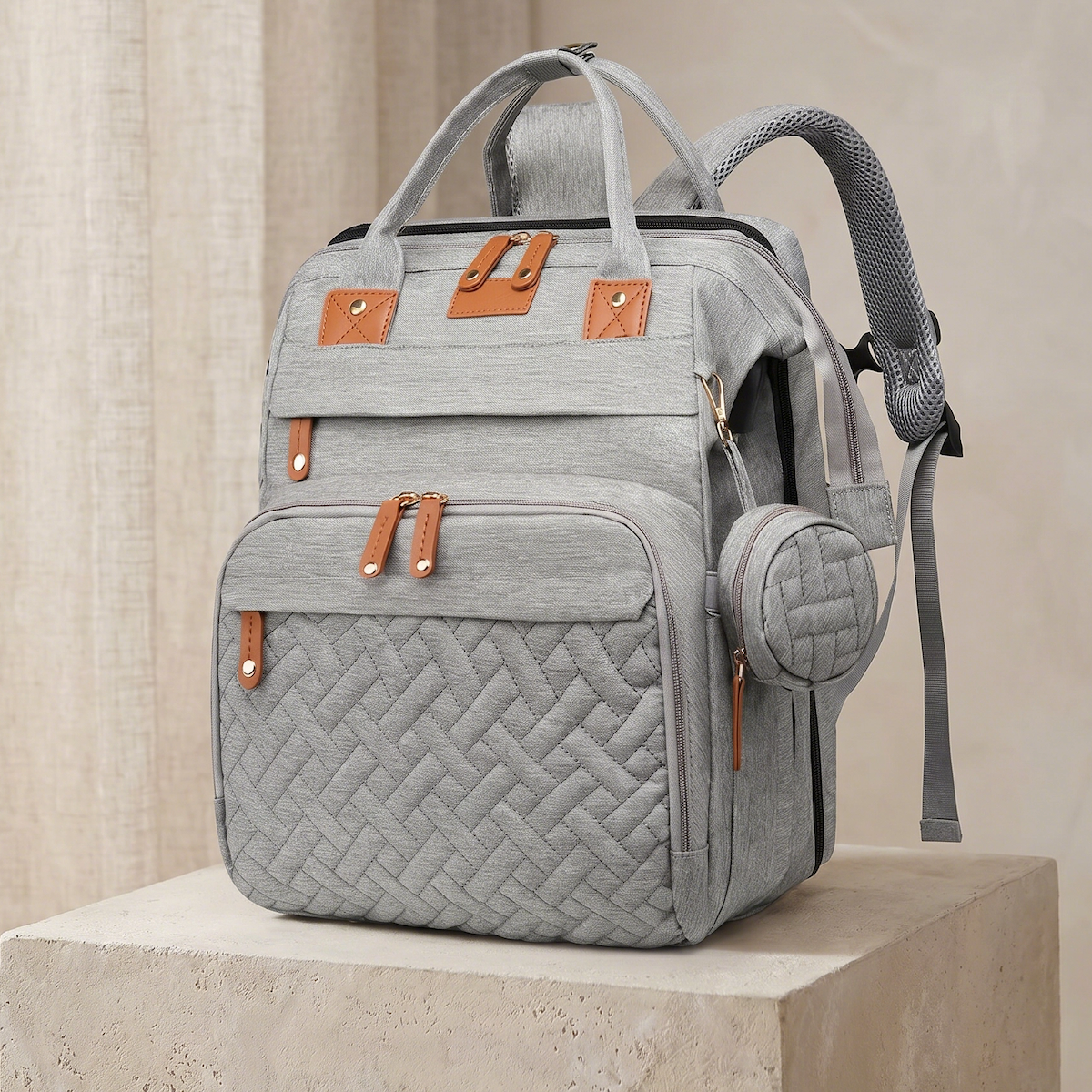 Multifunctional, Large-Capacity Diaper Backpack with Foldable Bed