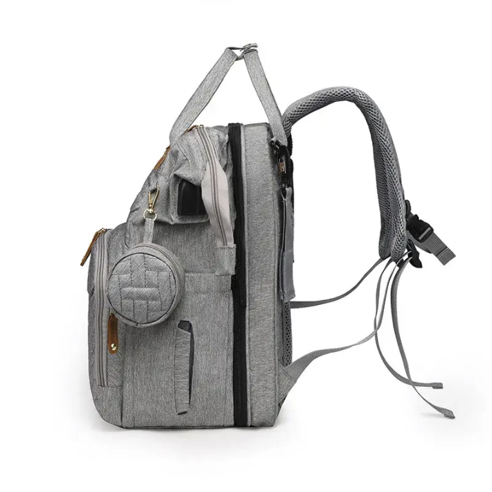 Multifunctional, Large-Capacity Diaper Backpack with Foldable Bed