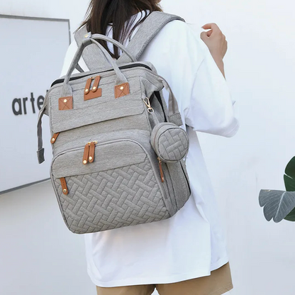 Multifunctional, Large-Capacity Diaper Backpack with Foldable Bed