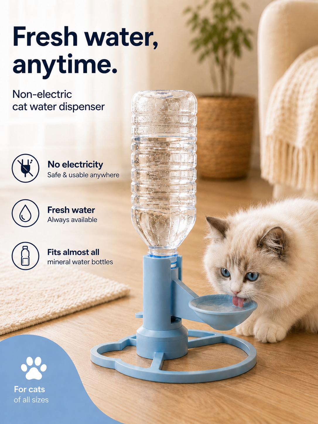Elevated Gravity Cat Water Dispenser